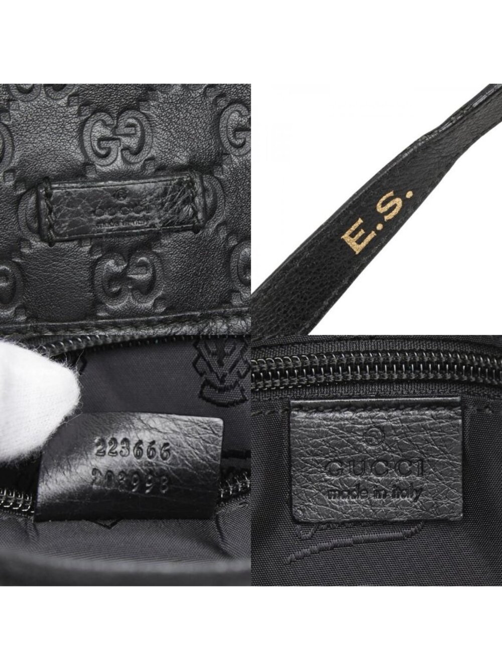 Gucci Guccissima Crossbody Shoulder Bag Black Leather - Picture 10 of 10